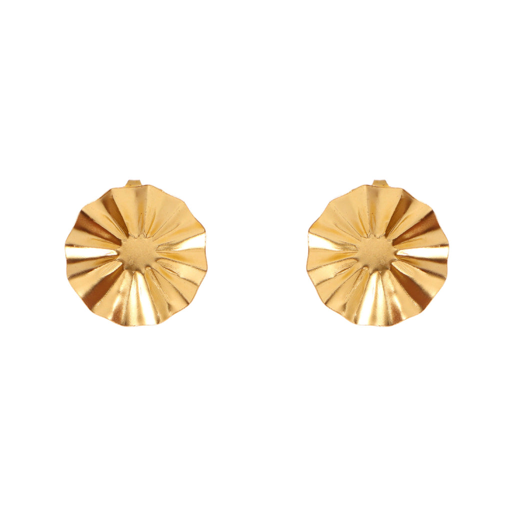 Golden Sunburst Textured Stud Earrings