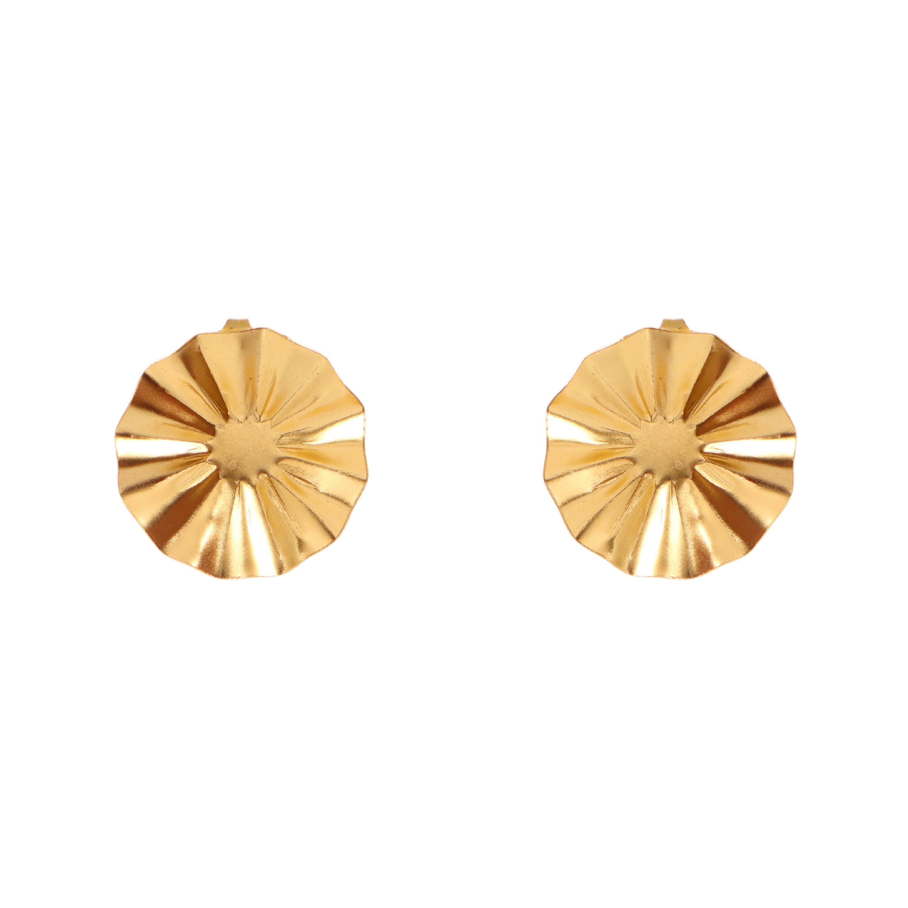 Golden Sunburst Textured Stud Earrings