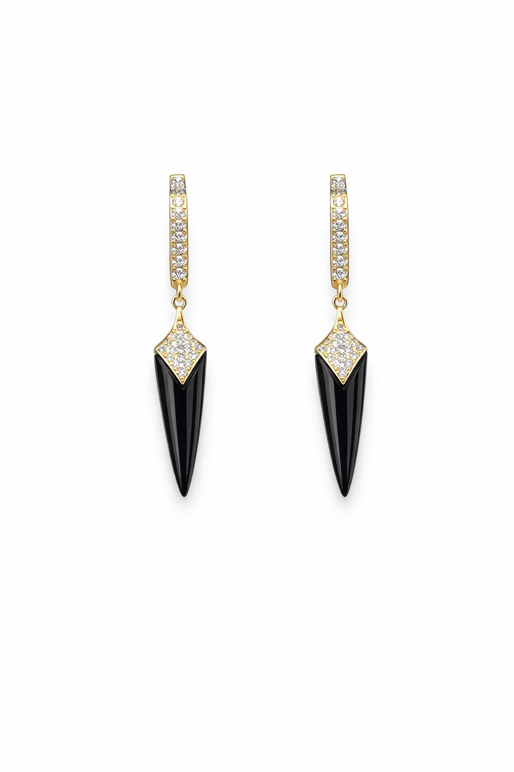 Gold Black Spike Drop Earrings