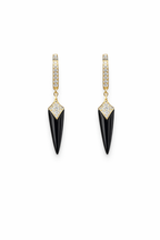 Gold Black Spike Drop Earrings