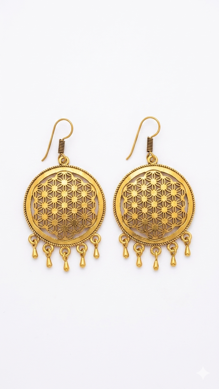 Flower of Life Earrings | Sacred Geometry Dangle Earrings