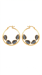 Grey Cat’s Eye Hoop Earrings