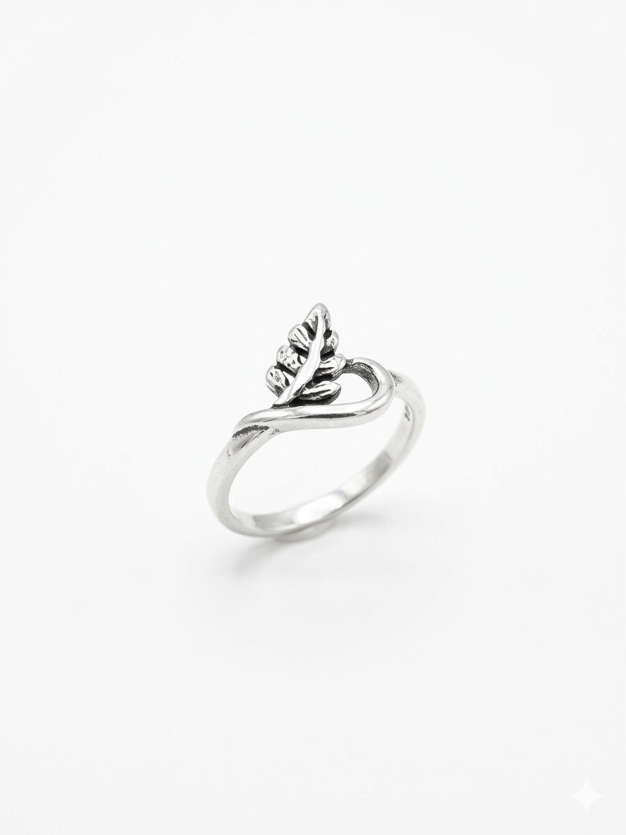 Elegant Silver Leaf Wrap Ring