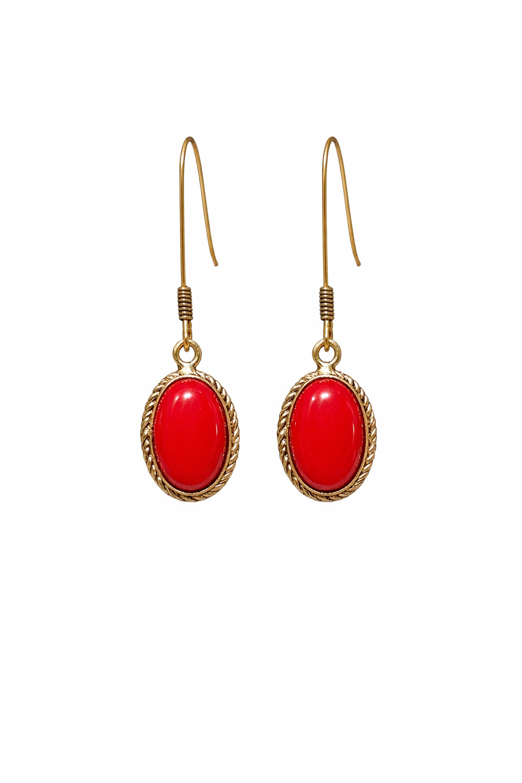 Coral Gemstone Dangle Earrings