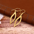 Gold Open Leaf Drop Earrings