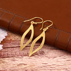 Gold Open Leaf Drop Earrings