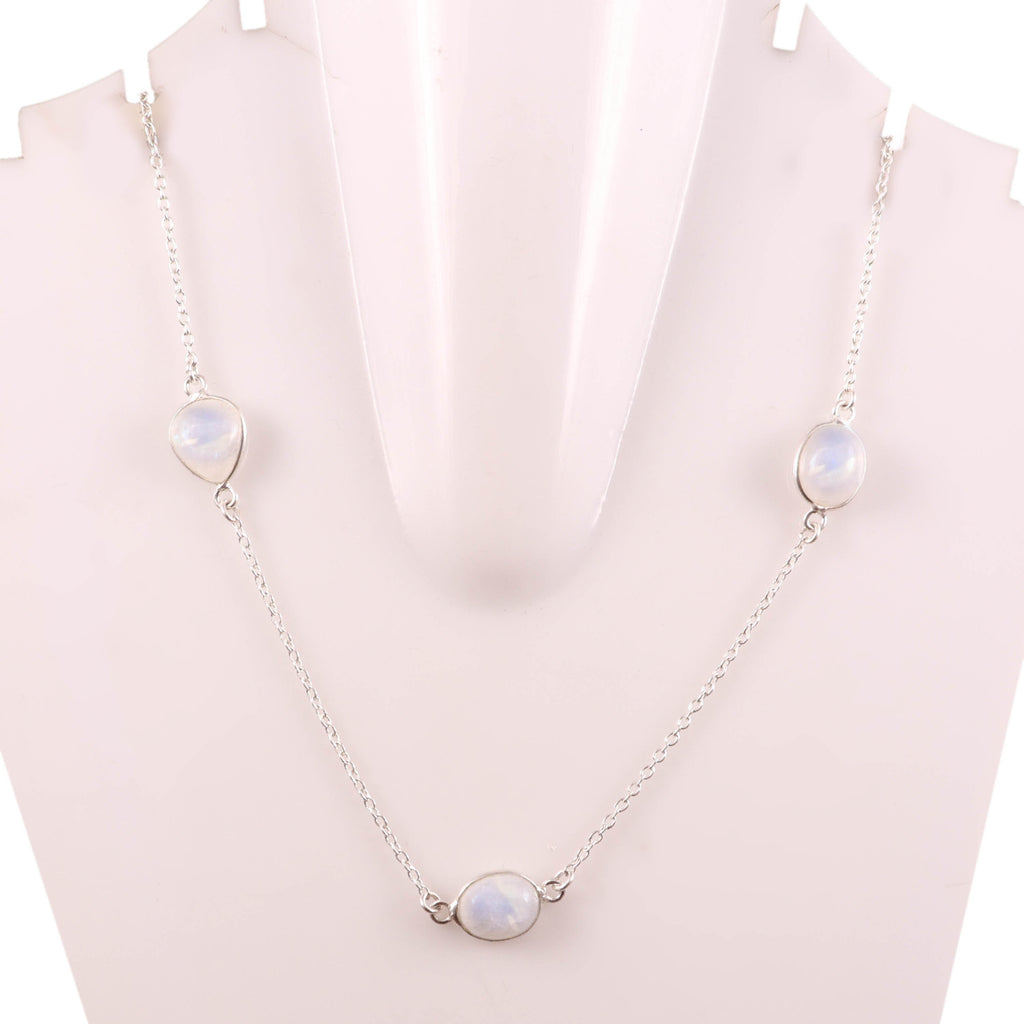 Elegant Moonstone Station Chain Necklace