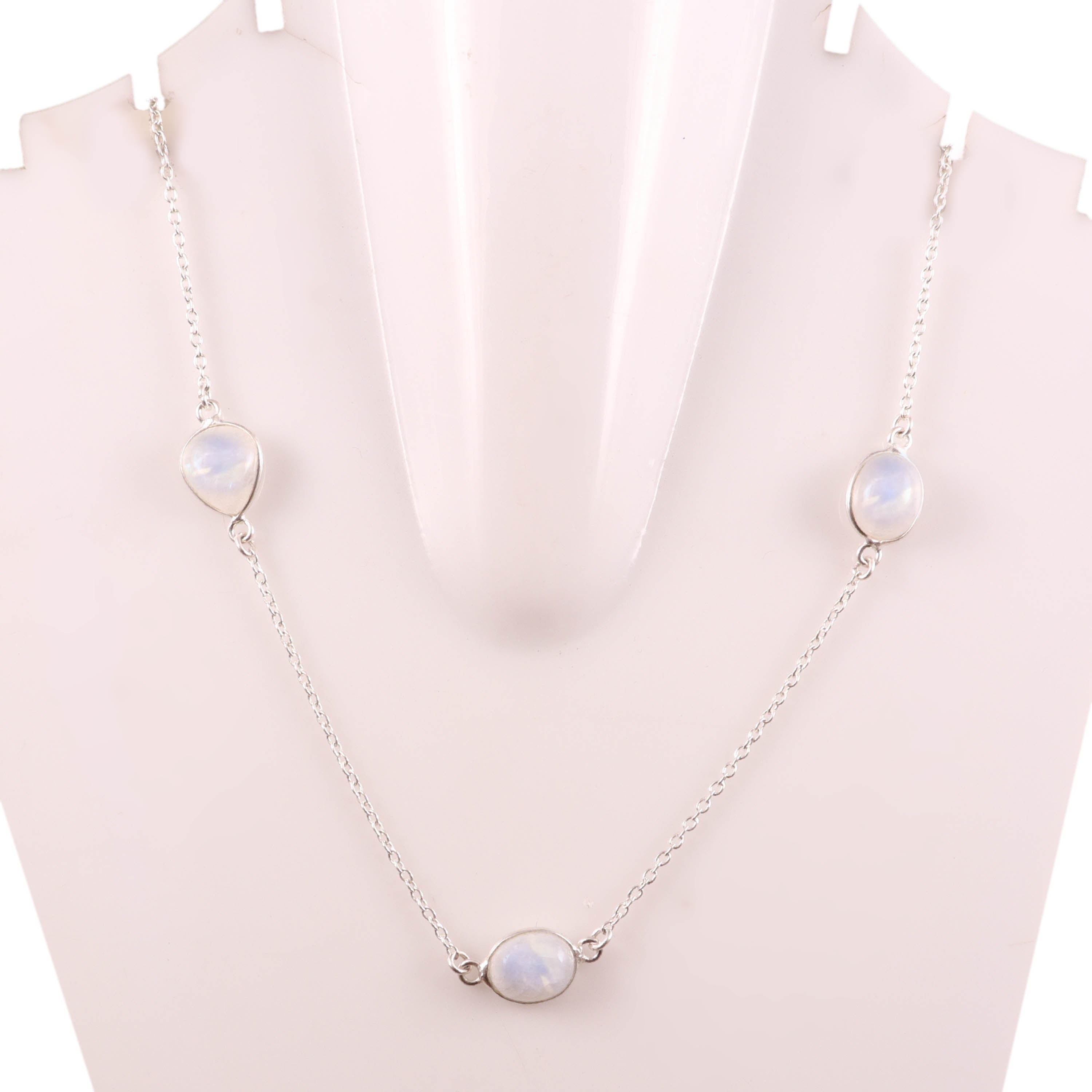 Elegant Moonstone Station Chain Necklace