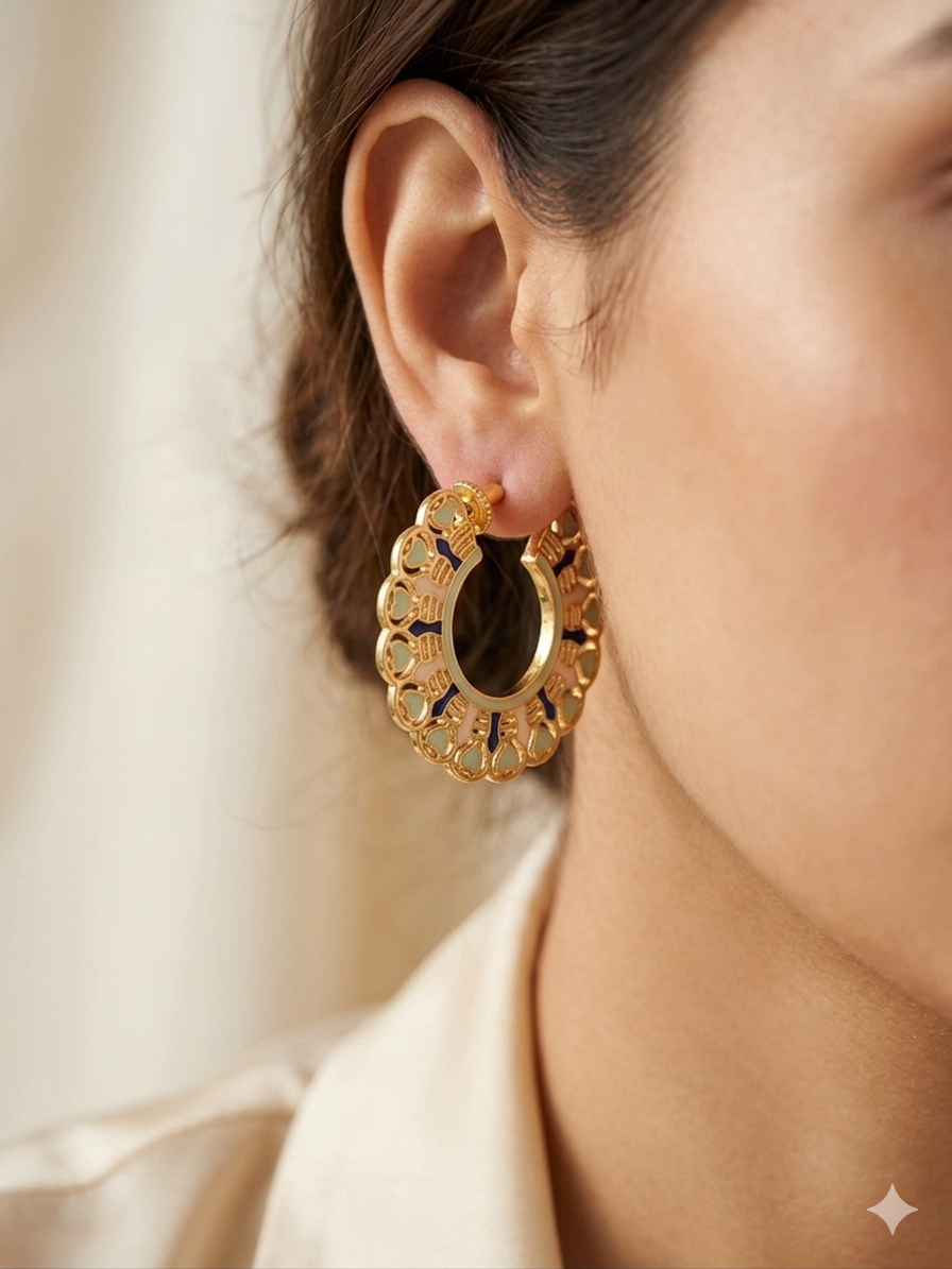 Elegant Filigree Gold Hoop Earrings