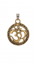 Om Pendant Necklace, Antique Gold Spiritual Jewelry