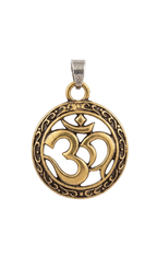 Om Pendant Necklace, Antique Gold Spiritual Jewelry