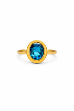 Blue Topaz Oval Ring Gold Minimal Ring
