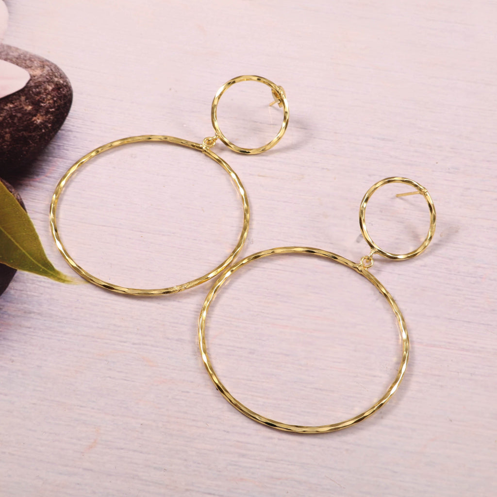 Large Gold Double Hoop Earrings