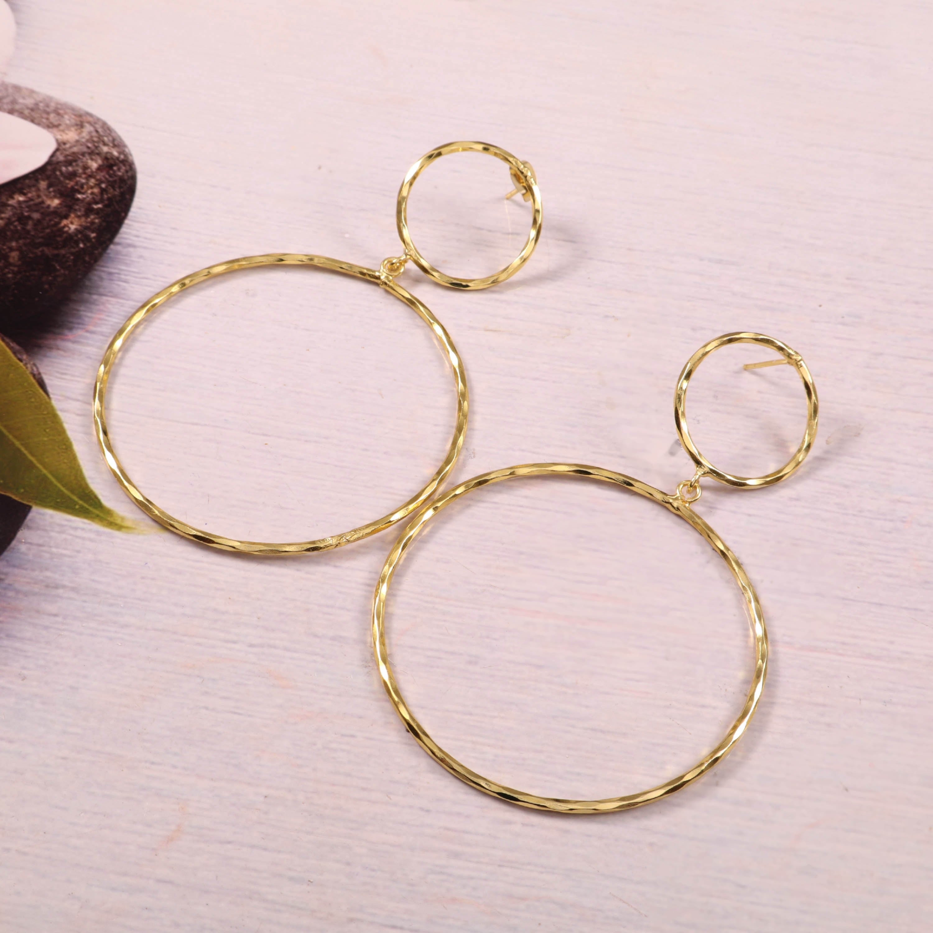 Large Gold Double Hoop Earrings