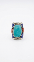 Vintage Turquoise Statement Ring | Handmade Tibetan Silver Ring