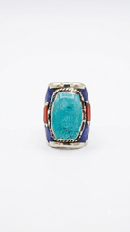 Vintage Turquoise Statement Ring | Handmade Tibetan Silver Ring