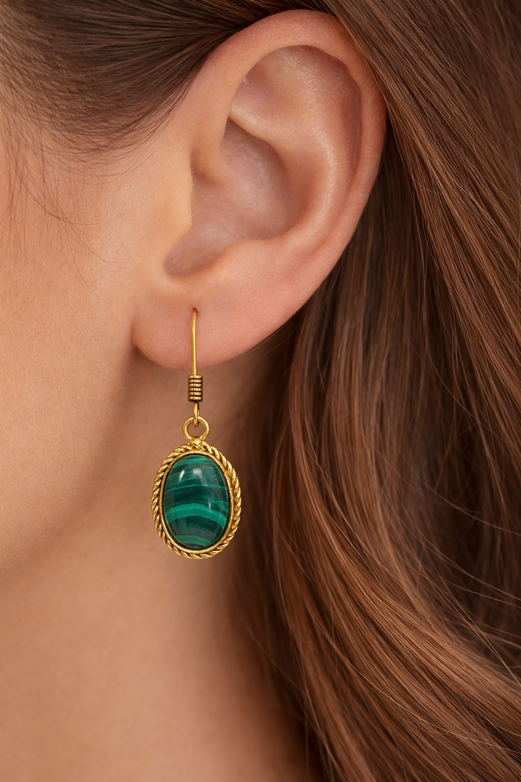 Vintage Malachite Style Dangle Earrings