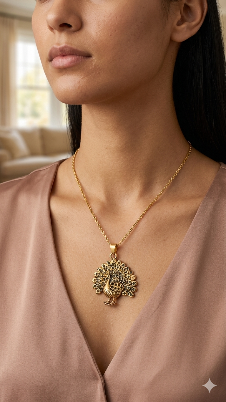 Vintage Peacock Pendant Necklace