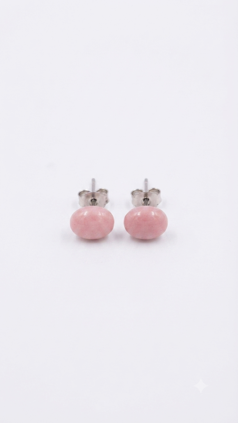 Pink Rhodonite Stud Earrings