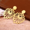 Gold Filigree Fan Drop Earrings
