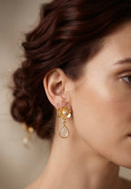 Floral Pearl & Moonstone Drop Earrings