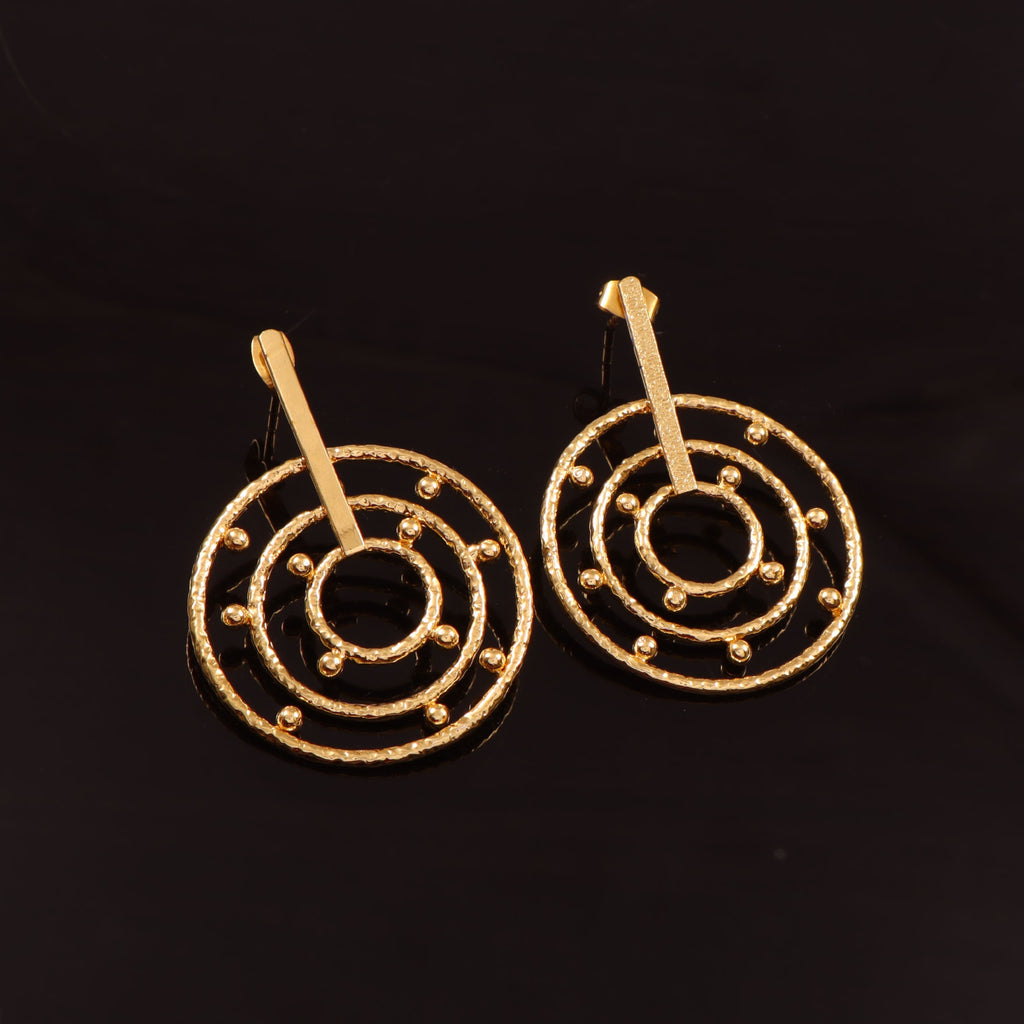 Gold Geometric Circle Drop Earrings