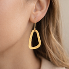 Minimalist Hammered Gold Geometric Drop Earrings