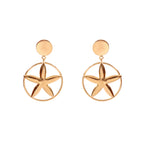 Gold Starfish Drop Earrings Round Stud Ocean Beach Jewelry