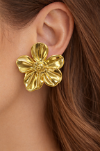 Gold Flower Stud Earrings