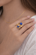 Celestial Twin Lapis Wrap Ring
