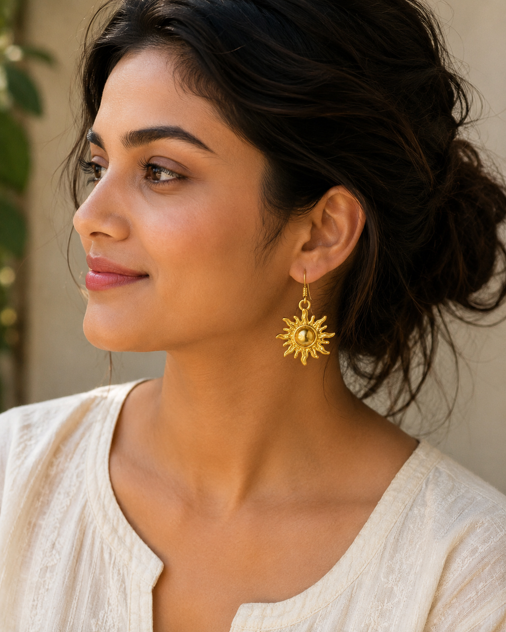 Golden Sunburst Drop Earrings