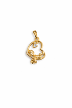 Gold Heart Pendant Necklace with Floral Detail