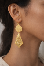 Textured Disc & Engraved Drop Earrings