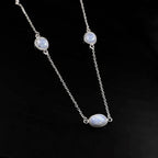 Elegant Moonstone Station Chain Necklace
