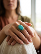 Turquoise Oval Statement Adjustable Ring