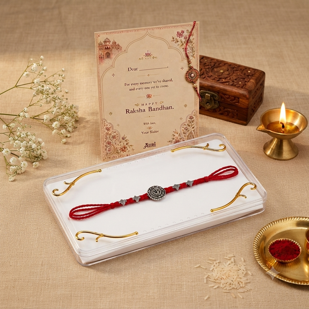Om Silver Plated Rakhi for Brother