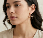 Gold Heart Pearl Hoop Earrings