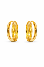 Yellow Crystal Earrings, Gold Oval Gemstone Earrings