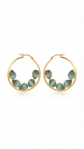 Teal Cat’s Eye Hoop Earrings