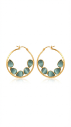 Teal Cat’s Eye Hoop Earrings
