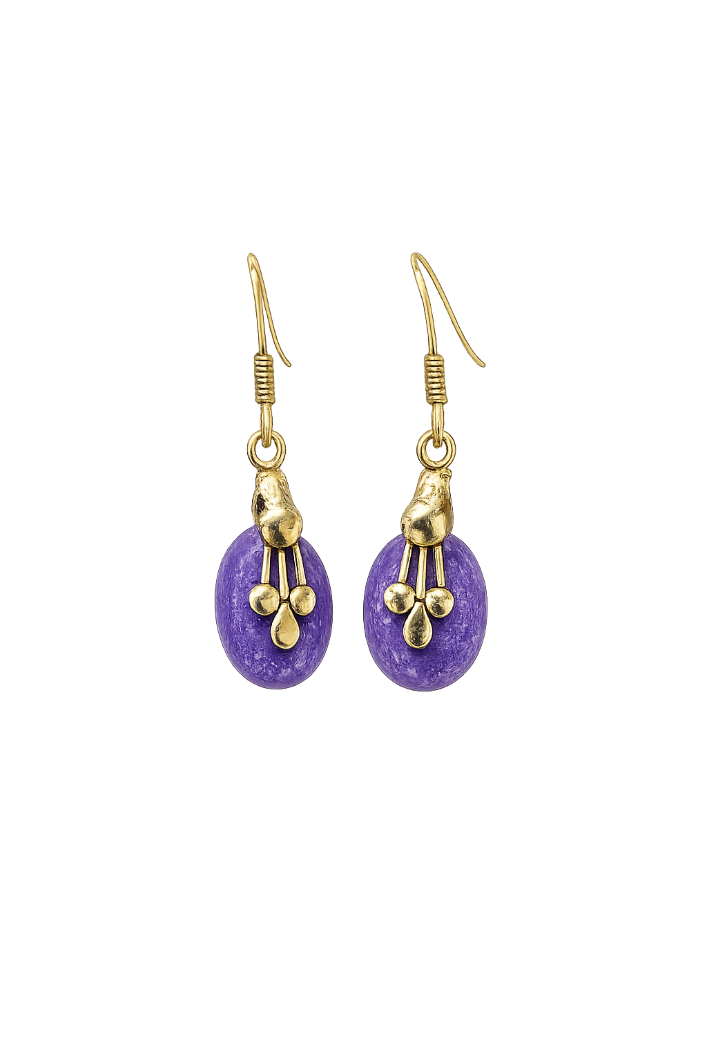 Vintage Purple Stone Dangle Earrings