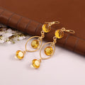Gold Yellow Crystal Teardrop Dangle Earrings