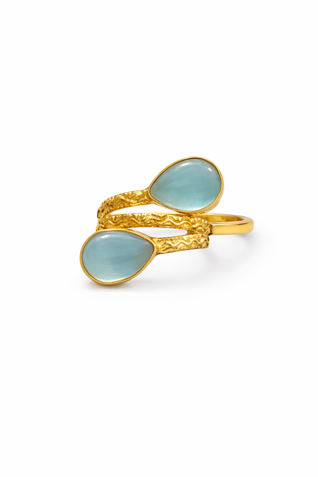 Blue Dual Stone Open Adjustable Ring
