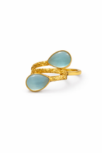 Blue Dual Stone Open Adjustable Ring