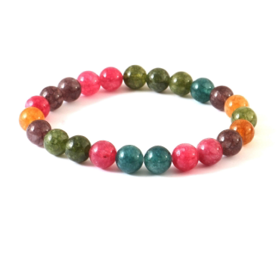 Watermelon Tourmaline Stretch Beads Bracelet Crystal Therapy