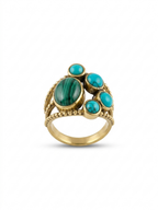 Turquoise & Malachite Stone Cluster Ring