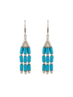 Handmade Turquoise Blue Bead Tassel Earrings