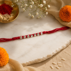 Silver Plated Rakhi for Brother | Handmade Red Thread Rakhi