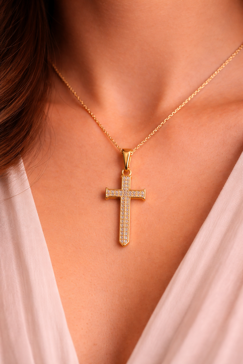 Gold Diamond Cross Pendant