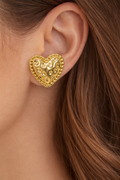 Gold Heart Stud Earrings
